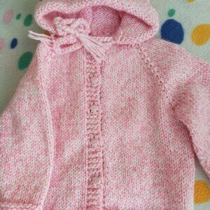 Infants Hand Knit Hooded Sweater  #8